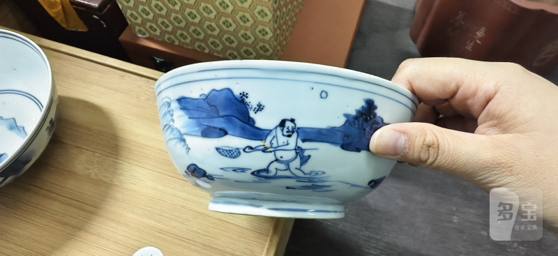 明 青花山水人物纹碗二件 - 图3